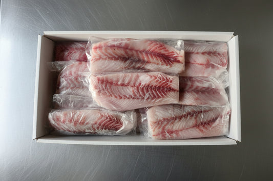 10kg box of wild-caught Barramundi skin-off fillets packed and snap frozen